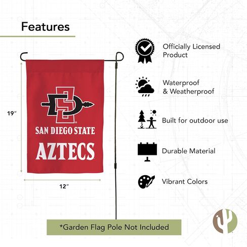 Desert Cactus San Diego State University SDSU Garden Flag - 19 × 12 بوصة San Diego State Aztecs ، للعرض في الهواء الطلق والأحداث (التصميم F) in Saudi Arabia