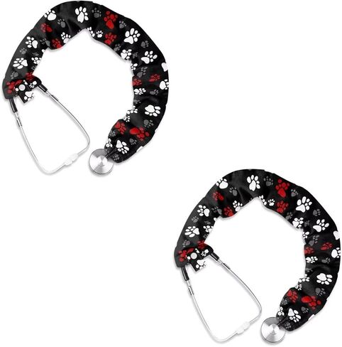 غوميبلومي الكلب مخلب طباعة الأغطية الأطباء للأطباء ممرضة طب الأطفال 2 PCS غطاء واقٍ وقائي للسماعات اللطيفة غطاء سماعة الطباتات القابلة للغسل in Kuwait