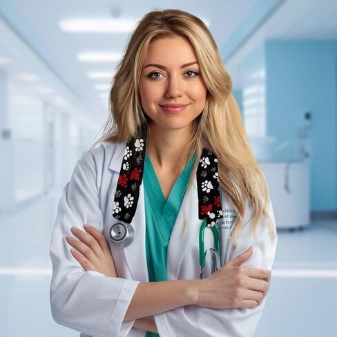 غوميبلومي الكلب مخلب طباعة الأغطية الأطباء للأطباء ممرضة طب الأطفال 2 PCS غطاء واقٍ وقائي للسماعات اللطيفة غطاء سماعة الطباتات القابلة للغسل in Kuwait