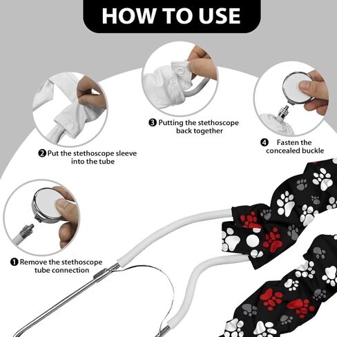 غوميبلومي الكلب مخلب طباعة الأغطية الأطباء للأطباء ممرضة طب الأطفال 2 PCS غطاء واقٍ وقائي للسماعات اللطيفة غطاء سماعة الطباتات القابلة للغسل in Kuwait