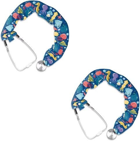 غوميبلومي الكلب مخلب طباعة الأغطية الأطباء للأطباء ممرضة طب الأطفال 2 PCS غطاء واقٍ وقائي للسماعات اللطيفة غطاء سماعة الطباتات القابلة للغسل in Kuwait