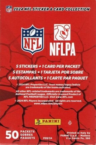 2024 مجموعة ملصقات Panini Football Box غير مفتوحة مع 50 عبوة تحتوي على 250 ملصقًا و 50 بطاقة مع الناشئين والنجوم in Saudi Arabia