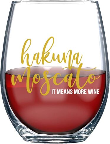 Funnwear Hakuna Moscato - 15oz Wine Glass Glass الفريد من نوعه ، فكرة عيد ميلاد سعيد له ، هي ، أمي ، النساء ، زوجة الرجال ، رئيس ، أخت ، أفضل صديق ، BFF ، العمة - مثالية لزميل في العمل in Kuwait