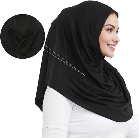 Ready to Wear Hijab for Women Instant Hijab Soft Muslim Scarf for Prayer Islamic Clothes Jersey Abaya in Kuwait