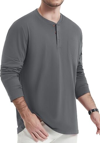 Tacvasen Men Cotton Henley قمصان Long Llevee 3-Butto in Kuwait