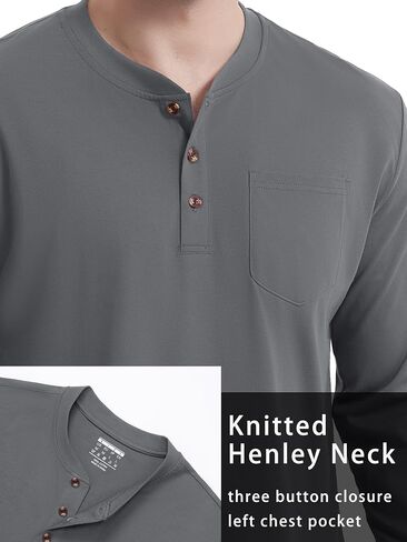 Tacvasen Men Cotton Henley قمصان Long Llevee 3-Butto in Kuwait