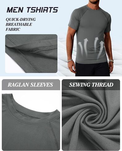 Huukaey 3 Pack Men Short Sweve Dorts ، Upf أكثر in Kuwait