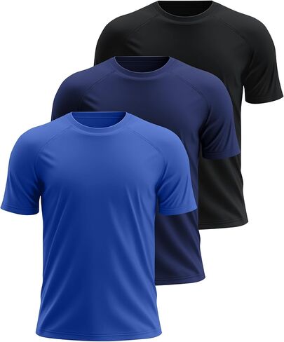 Huukeay 3 Pack Men's Short Sleeve Swim Shirts, UPF 50+ Rash Guard Tees Quick Dry Lightweight Fishing Running Hiking T-Shirts in Kuwait