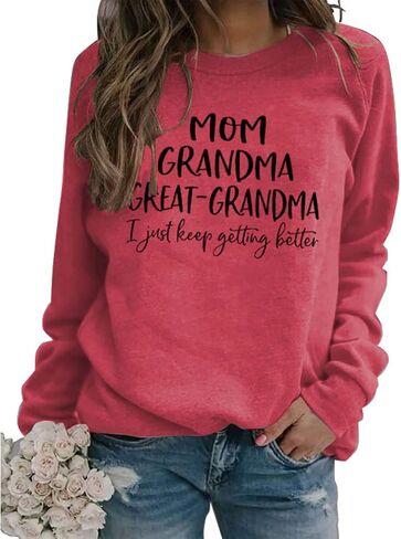 Womens Great Grandma Sweatshirt Crewneck Casual Pullover Loose Comfy Grandma Gifts Shirts Top in Kuwait