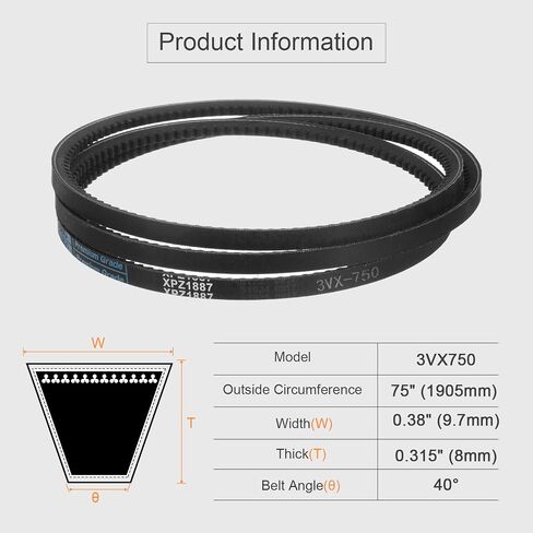 uxcell 2pcs 3VX620 Rubber V-Belt, Raw Edge Cogged Industrial V Belt 41.5" Length x 0.38" Width x 0.32" Thickness in Saudi Arabia