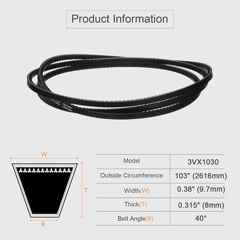 uxcell 2pcs 3VX620 Rubber V-Belt, Raw Edge Cogged Industrial V Belt 41.5" Length x 0.38" Width x 0.32" Thickness in Saudi Arabia