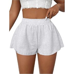 Women's Elastic High Waisted Wide Leg Mini Shorts Casual Sweat Shorts Lounge