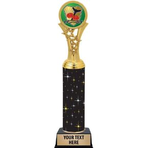 Crown Awards Shuffleboard Trophies, 11" Black Midnight Shuffleboard Trophy, Customize Now Prime