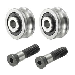 PATIKIL U Groove Bearing, 2 Pack 6x24x11mm SG20 Deep U Groove Guide Pulley Double Sealed Chrome Steel Ball Bearings with M6x23 Screws for Rail Track Liner Motion System