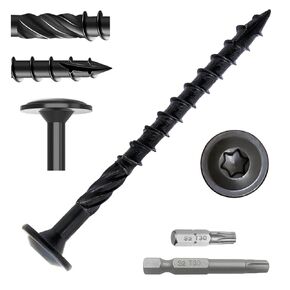 Decking Wood Screws #14 x 4 Inch Heavy-Duty Deck Screws, 80pcs Star Drive Lag Screws, Timber Screws, Rust Resistant Black Ceramic Coating Fence Screws with 2pcs T30 Torx Drive Bits