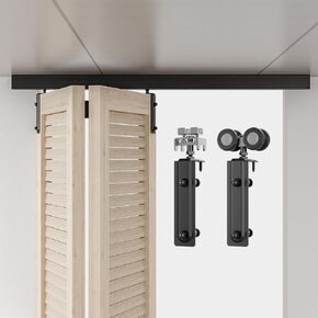 72"/6FT Ceiling Mount Box Rail Hardware Bifold Sliding Barn Door Hardware Heavy Duty Sliding Barn Door Track, Aluminium Alloy Kit for 2 Doors (No Door)