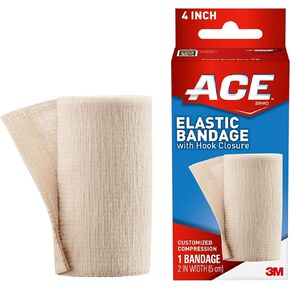 ACE Brand Elastic Bandage with Clips, Adjustable for Secure, Moderate Support, 4", One Size Fits Most