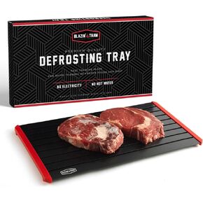 BLAZIN' THAW Defrosting Tray for Frozen Meat | 16" Family-Size | Aluminium Plate for Thawing Frozen Food | Natural Thawing Process | No Microwaves, No Cold/Warm Water Required |
