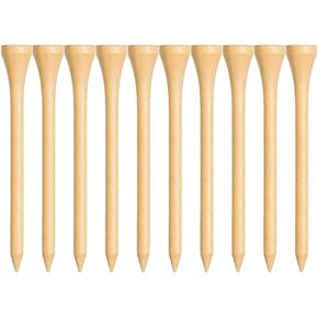 Golf Tees, 100 Count, 2 3/4 Inch, Bamboo, Natural Wood, Durable, Eco-Friendly, Biodegradable, Resealable Bag, Consistent Height, Reduced Friction, Long-Lasting, Stable Performance, Driver-Friendly