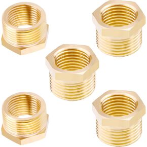 AOPANDA Brass Reducing Hex Bushing 1/2 NPT male x 1/8 NPT female Pipe Fitting Reducer Adapter(Pack of 5)