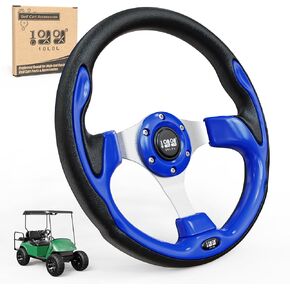 10L0L Golf Cart Steering Wheel, Universal Design Fit Yamaha EZGO RXV & TXT, Club Car DS, Club Car Precedent Tempo Most Golf Cart - Klein Blue