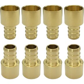 8PCS Copper 1/2" PEX to 1/2" Female Sweat Solder Adapter Straight Brass Coupling Pipe Crimp Fitting Over Copper Tube