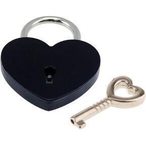 Wendin 1 Pieces Metal Heart Shaped Polished Padlock Wedding Bow Lock Jewelry Box Storage Box Lock Diary Book Skeleton Key Replacement Handbag Bag (Black, 1 Piece)