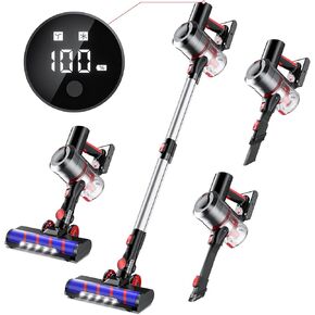 Cordless Vacuum Cleaner for Home, 550W 45Kpa Lightweight Stick Vacuum Cordless Powerful Handheld Vacuum Cordless with Touch Screen Rechargeable Vacuum Cleaner for Pet Hair Carpet Hardwood Floor
