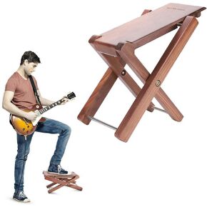 Guitar Stool,Black Walnut Wooden Guitar Foot Stool Height Adjustable Guitar Footrest,Guitar Foot Rest for Guitar Parts