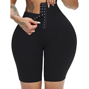Women's Corset Waist Trainer High Waisted Butt Lifting Yoga Tummy Control Compression Body Shaper Pants, #3 Waist Trainer Leggings- Black(5in Inseam), Large