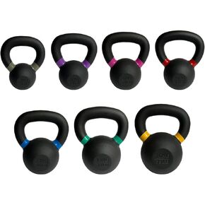 Fitness First Powder Coated Cast Iron Kettlebells - Powder Coated for Durability, Available in Multiple Weights - Ideal for Strength Training and Conditioning