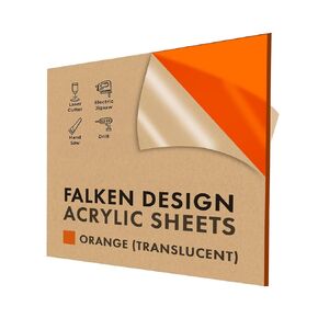 Falken Design Orange Translucent Acrylic Sheets - 18" x 30" - 1/8" Thick Plexiglass Sheets for DIY Projects, Picture Frames, and Sign Displays - Versatile, Durable & Shatterproof Plastic Sheet