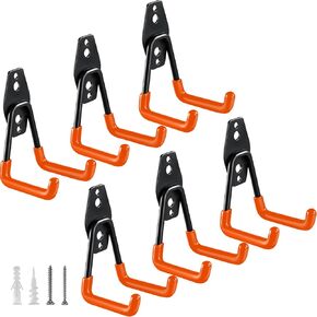 Heavy Duty Garage Hooks 6 Pack, 2.8 inch Small U Shaped Hanger, Wall Mounted Storage System, Power and Garden Tool Organizer, for Hanging Ladders, Hose, Bulk Items and More