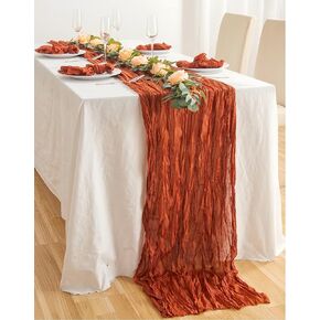 Table Runner, Fall Table Runner Boho Decor Romantic Table Runner for Wedding Friendsgiving Party Baby Shower Fall Decor Home Decorations (35.43" x 157.48", Burnt Orange, 2 pcs)