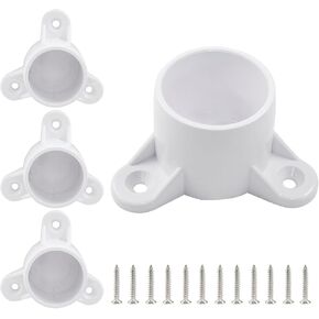 Murtenze 1 inch PVC Flange Table Leg Cap Fittings Furniture White Screw Tab Caps with Mounting Screws for Building Furniture Support Feet Making Storage Shelves (4 Pack)