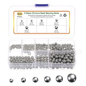 uxcell 430pcs G200 Precision Balls Assortment Kit 1/4" 3/16" 7/32" 5/32" 1/8" 3/32" 304 Stainless Steel Solid Bearing Balls