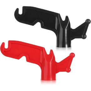 2pcs Plastic Utility Hook, Extension Pole Hanger Attachments Telescoping Pole Boat Pole Accessories Threaded Poles Screw-On Pole Adapter for Hanging Halloween Christmas Light(Black, Red)