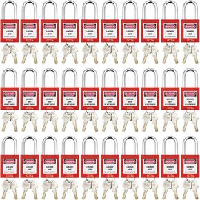 SAFBY Lockout Tagout Lock 30pcs Keyed Alike OSHA Loto Safety Key Locks Same Padlocks for Lock Out Tag Out Stations and Devices Red (30 PCS)