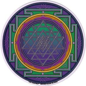 Sri Yantra - Window Sticker / Decal - Circular 4.5" Translucent