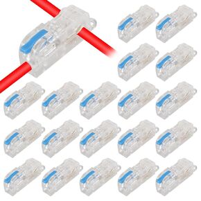 20PCS T Tap Wire Connectors Disconnect Terminals,Low Voltage Wire Splitter Connector Push-in, Lever Quick Wire Connectors (1in 1out Blue)
