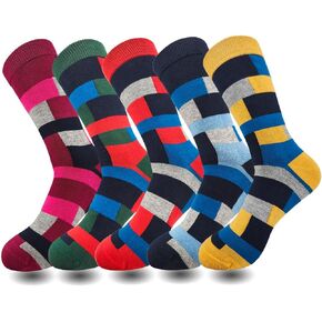 Lavencious Mens Black and Multi-Color Dress Socks, Viscose Fiber Crew Socks for Men Socks Size 10-13, 6 Pairs