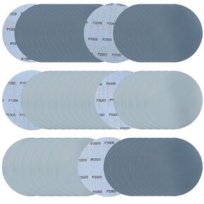 cobee 50 Pcs 6 in Wet Dry Sandpapers Hook and Loop, 1000/1500/2000/3000/5000 Grit Sanding Discs Waterproof Carbide Silicon Sanding Paper Pads Fine Round Sand Paper for Orbital Sander