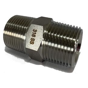 3/4 NPT Male to 3/4 NPT 316SS Male Straight Hex Coupler/Coupling for Air, Liquid or Hydraulic Fitting - Industrial Air Tool Hose 3/4 Inch Coupling 316 Stainless Steel