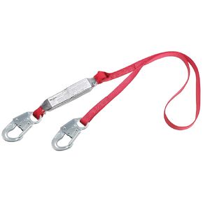 3M Protecta PRO Pack 1341004, 4-Foot Shock Absorbing Lanyard, With Snap Hook at Each End, 310-Pound Capacity, Red/Gray