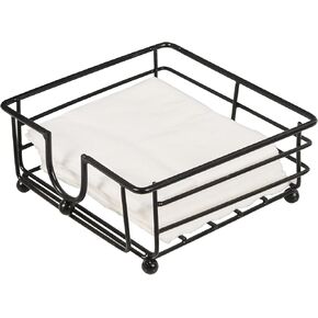 Metal Napkin Holder for Kitchen and Dining Table - 7.5 x 7.5 x 4 Inch Modern Napkin Organizer with Non Slip Base, Decorative Napkin Stand for Standard Lunch Napkins