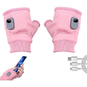Heated Gloves, Upgraded Smart Thermostatic Electric Heated Fingerless Gloves Rechargeable, Winter Hand Warmer for Work Cycling Skiing Outdoor Snow for Women
