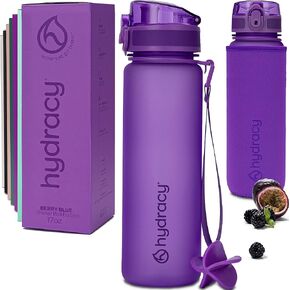 زجاجة ماء Hydracy with shaker ball & time marker -500ml 17oz bpafree bottle bottle -leak propution & no gym gym bottle w/fruit infuser class- gifeal gift for litness ، sports & outdoors -Berry Blue in Kuwait