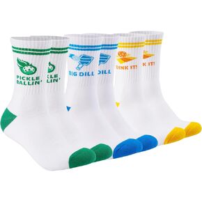 Newluck Pickleball Crew Socks 3 Pairs, Performance Pickleball Socks Moisture-Wicking for Men Pickleball Gift, Novelty Athletic Socks with Terry Cushioning for Sports, US Size 8-11