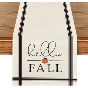 Artoid Mode Hello Fall Pumpkin Table Runner, Seasonal Harvest Vintage Thanksgiving Kitchen Dining Table Decoration for Indoor Outdoor Home Party Decor 13 x 72 Inch