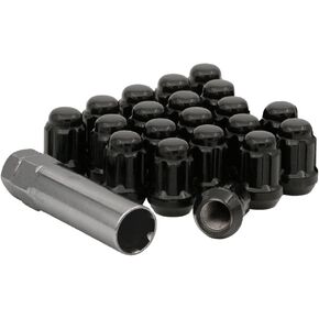 1/2" Bulge Acorn Spline Lug Nuts 1.38" 5 Lug Install Kit in Sleek Black Finish | Includes 20 Spline Lug Nuts with Key | 6 Spline Lug Nuts | Compatiable with Many Vehicles
